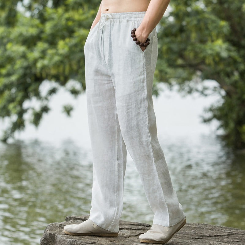 Pantaloni da Uomo in Lino - Lunghi, Traspiranti e Casual