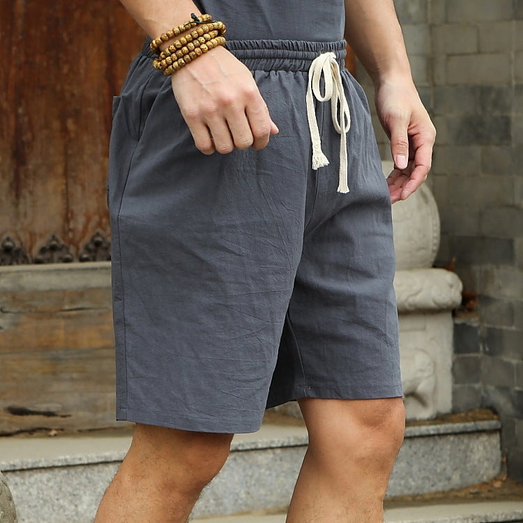 Pantaloni Cropped Stile Cinese - Cotone e Lino Uomo