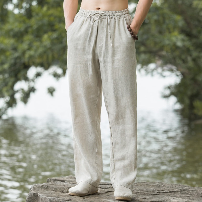 Pantaloni da Uomo in Lino - Lunghi, Traspiranti e Casual