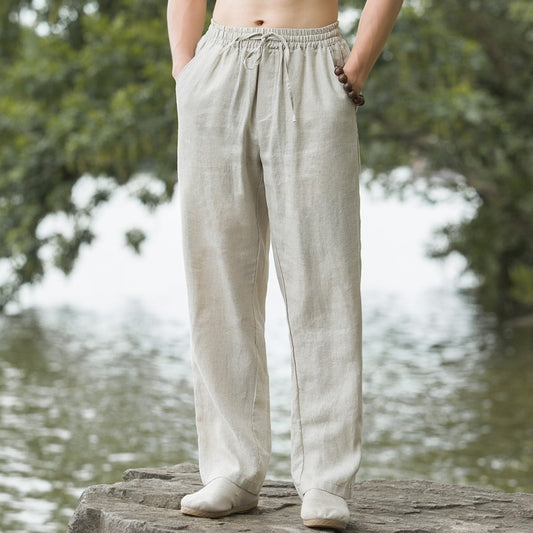 Pantaloni da Uomo in Lino - Lunghi, Traspiranti e Casual
