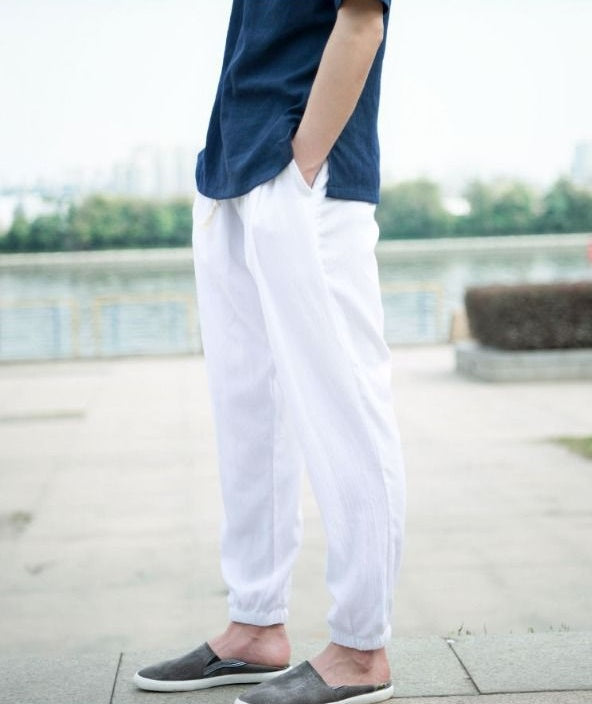 Pantaloni Cropped da Uomo in Cotone e Lino - Stile Casual Leggero
