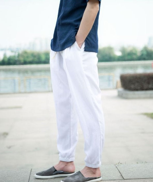 Pantaloni Cropped da Uomo in Cotone e Lino - Stile Casual Leggero