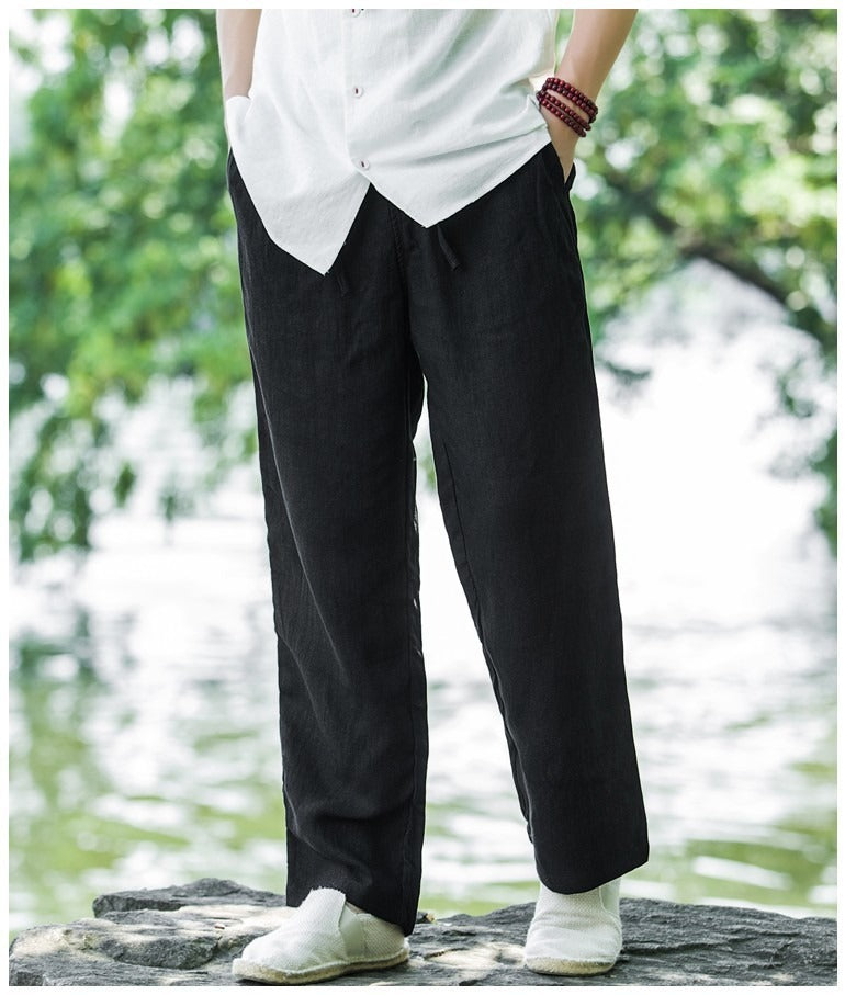 Pantaloni da Uomo in Lino - Lunghi, Traspiranti e Casual
