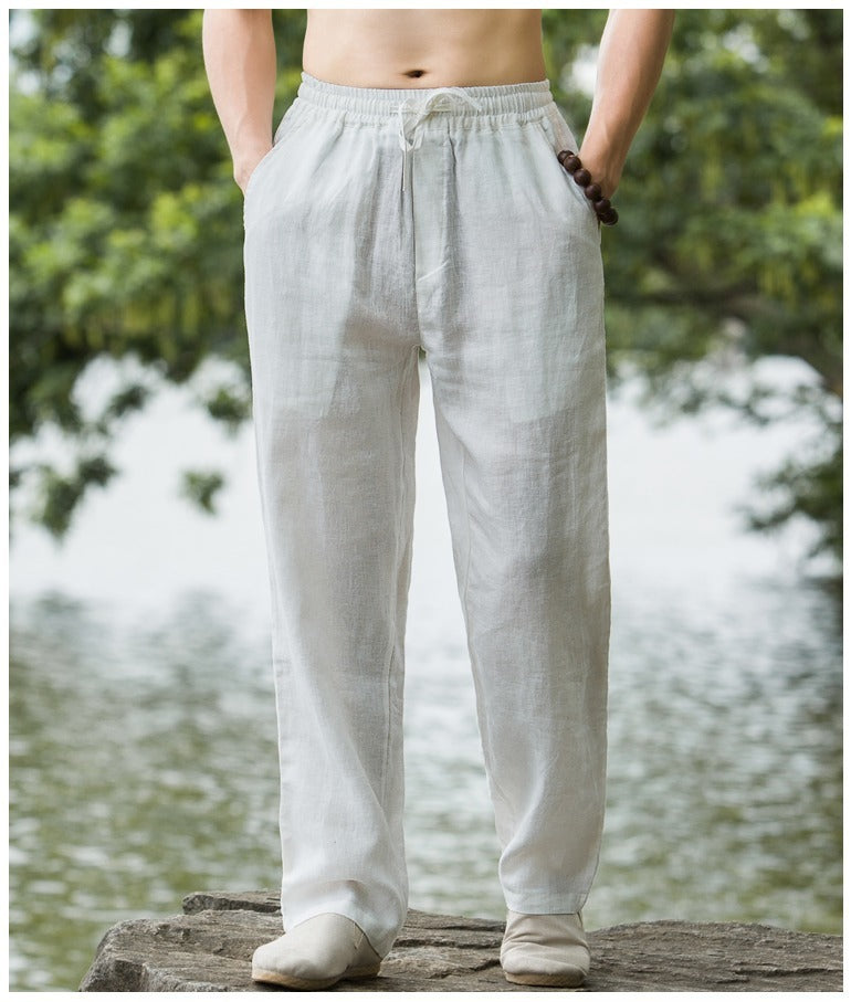 Pantaloni da Uomo in Lino - Lunghi, Traspiranti e Casual