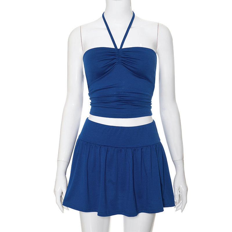 Completo Estivo Donna Y2K - Top a Fascia e Gonna Arricciata