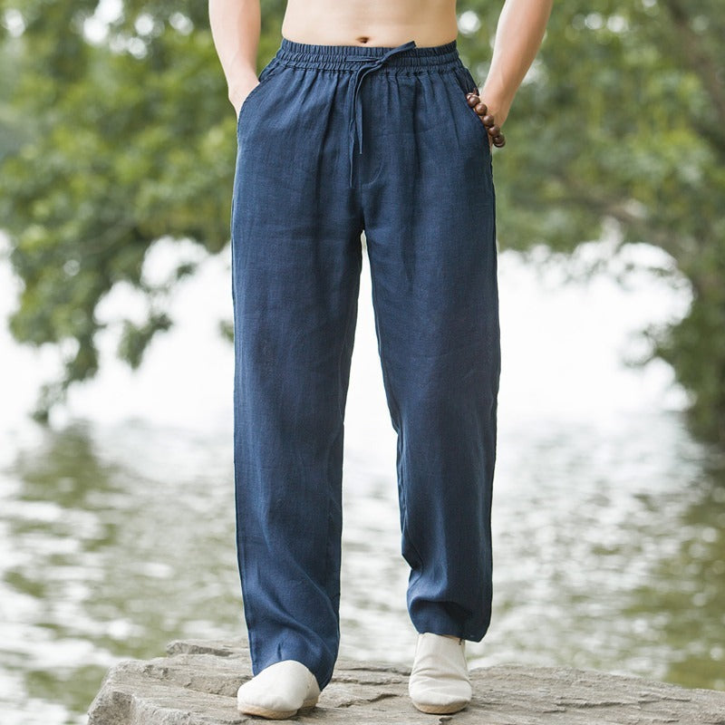 Pantaloni da Uomo in Lino - Lunghi, Traspiranti e Casual