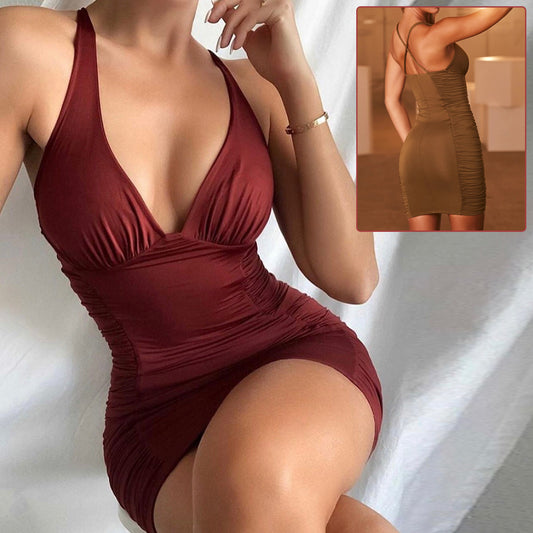 Abito Corto Sexy con Bretelle - Scollo Profondo e Schiena Scoperta