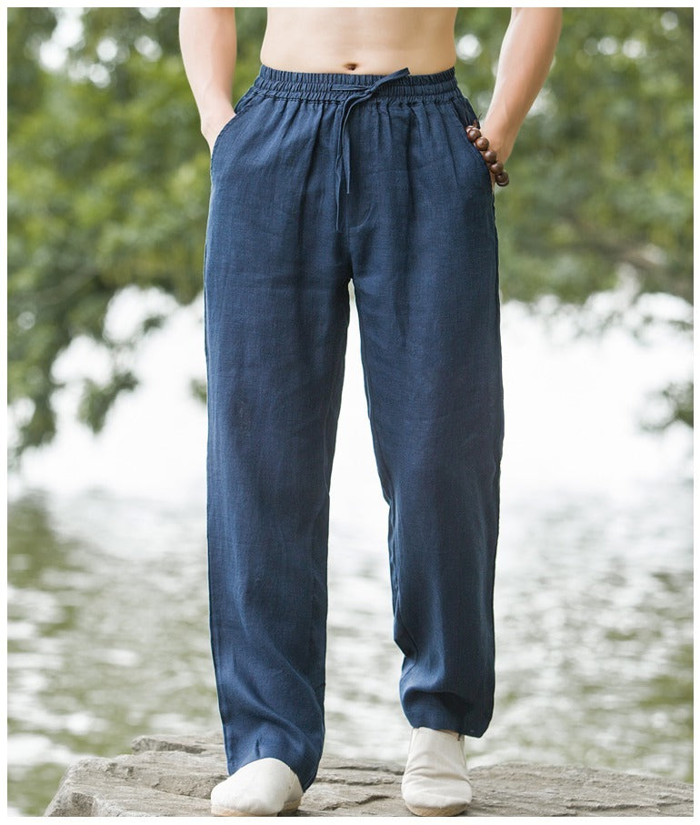 Pantaloni da Uomo in Lino - Lunghi, Traspiranti e Casual