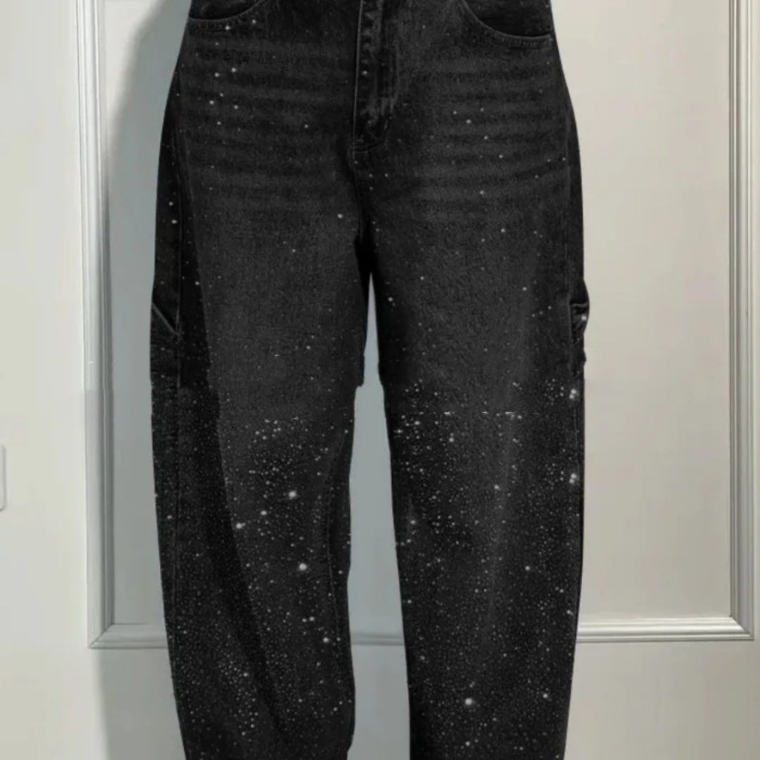 Jeans Shiny a Gamba Dritta con Tasche - Stile Streetwear Donna