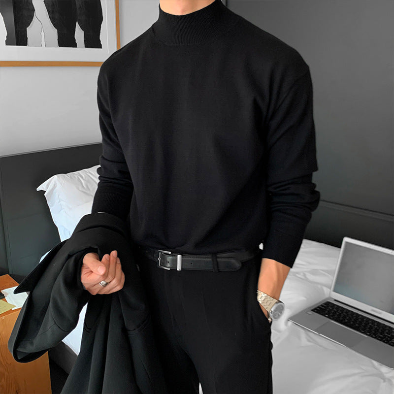 Maglia Uomo Manica Lunga Collo Alto - Stile Casual Largo