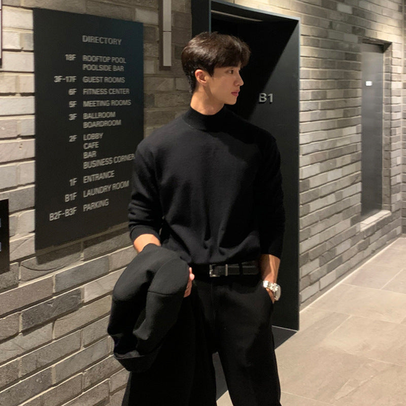 Maglia Uomo Manica Lunga Collo Alto - Stile Casual Largo