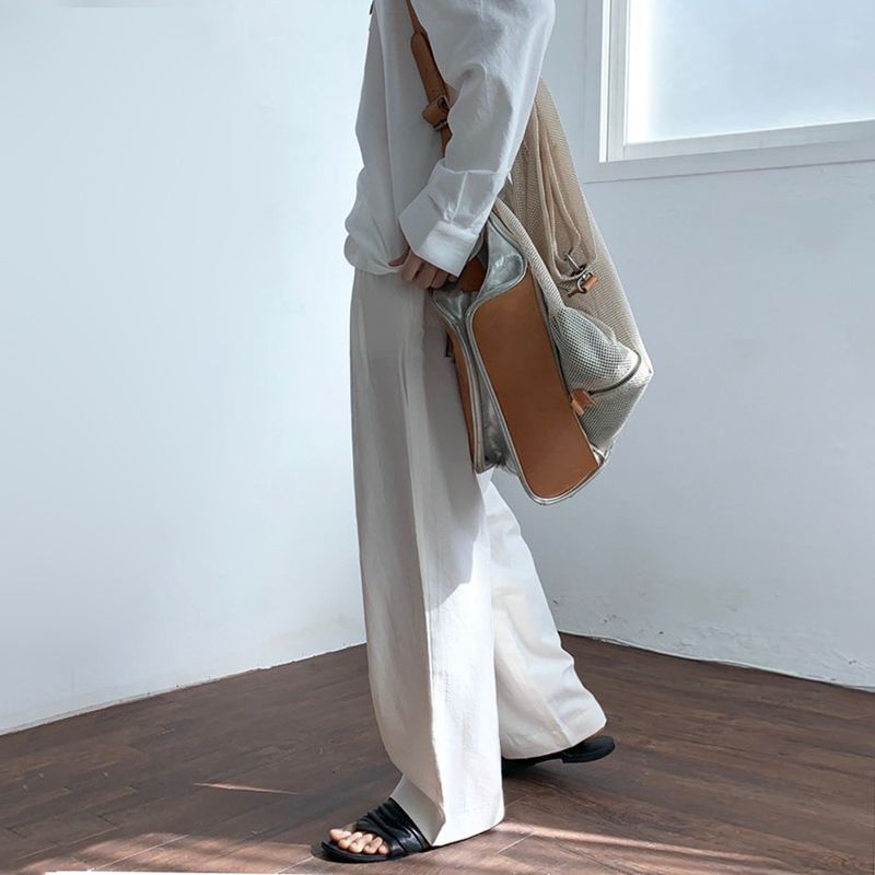 Pantaloni Uomo in Lino e Cotone - Casual a Gamba Larga con Cintura Doppia