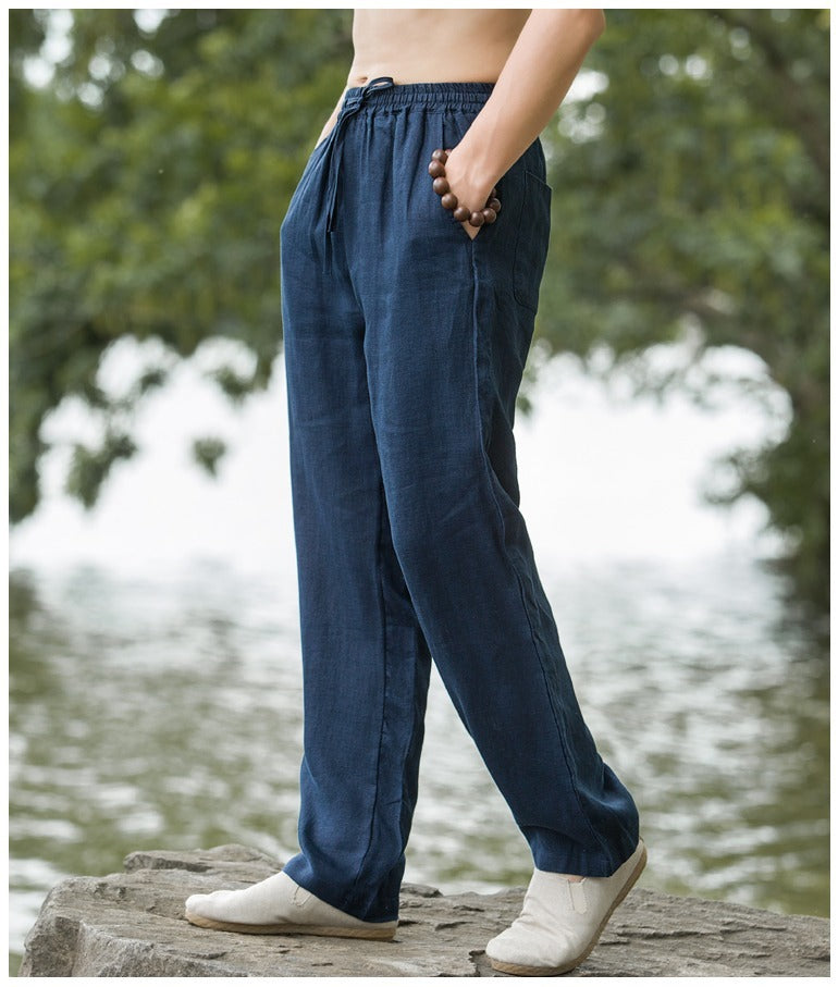 Pantaloni da Uomo in Lino - Lunghi, Traspiranti e Casual