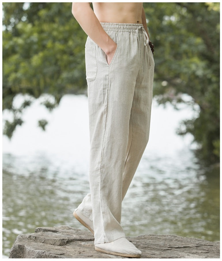 Pantaloni da Uomo in Lino - Lunghi, Traspiranti e Casual