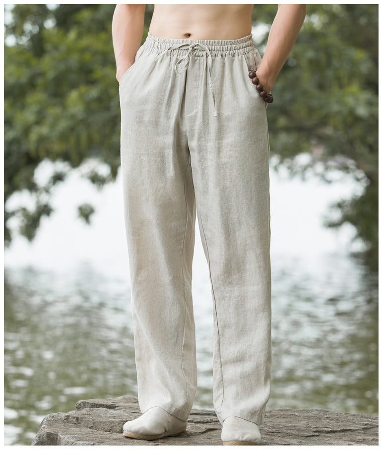 Pantaloni da Uomo in Lino - Lunghi, Traspiranti e Casual